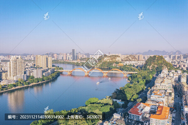 廣西柳州都市風(fēng)景文惠橋航拍