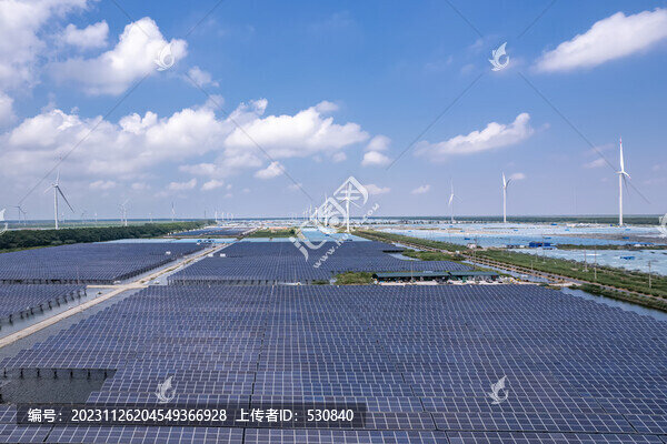 航拍可持續(xù)資源水上光伏電站