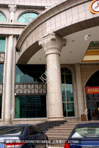 酒店外觀圓柱工程石材建筑