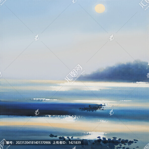 海天一色清新水彩玄關(guān)裝飾畫(huà)