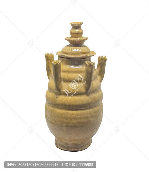 北宋青釉刻劃花五管瓶