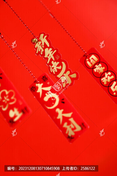 仰視新年快樂標簽吊牌豎版