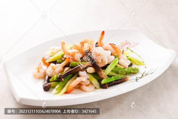 雞樅菌炒漢蝦