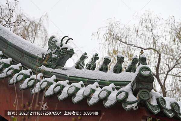 古建筑脊獸雪景