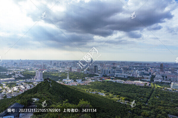 山東濟南千佛山城市航拍