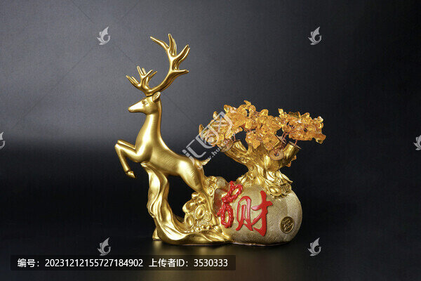 招財鹿擺件
