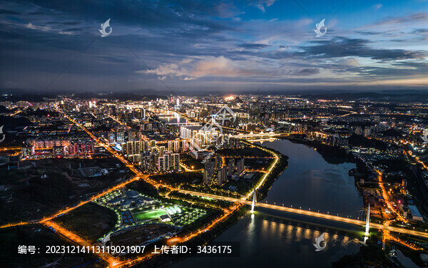 廣西柳州高空航拍全景夜景