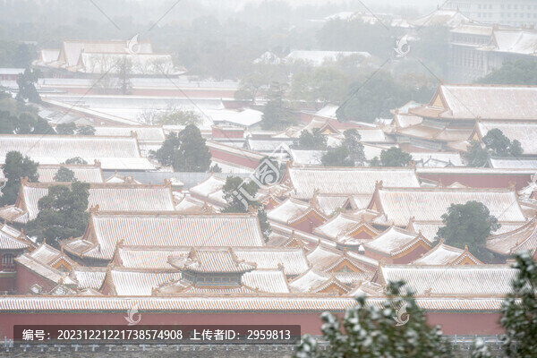 北京古建雪景故宮冬季雪景
