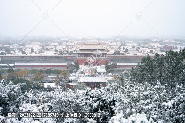 北京古建雪景故宮冬季雪景