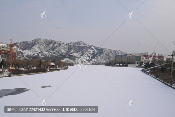 張家口赤城縣白河灣公園冬季雪景