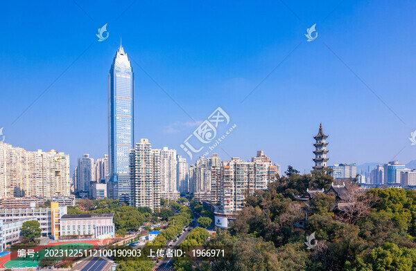 溫州巽山公園與世貿(mào)中心同框風光