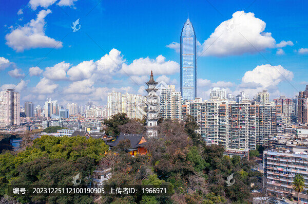 溫州巽山公園與世貿(mào)中心同框風光