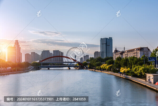 天津海河地標(biāo)天津眼都市風(fēng)景