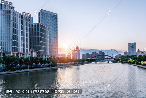 天津海河地標天津眼都市風景