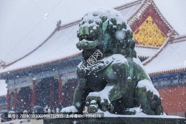 故宮獅子雪景