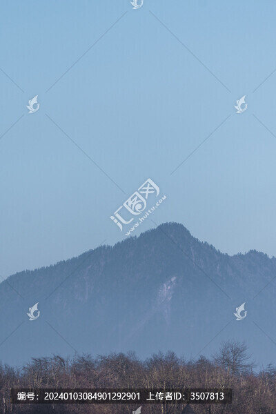 遠(yuǎn)處的高山和近處的樹林