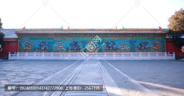 北京故宮博物館珍寶館九龍壁全景