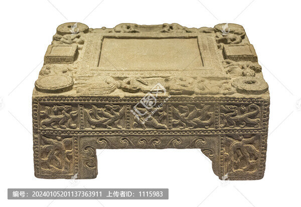 北魏石雕人物動(dòng)物硯臺(tái)