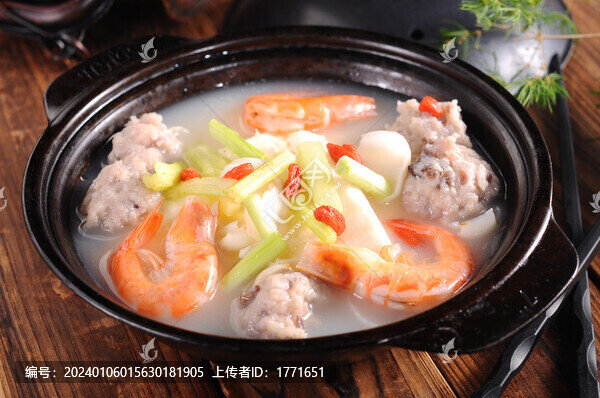鮮蝦五福煲