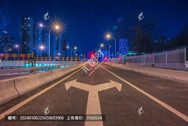 城市道路主干道燈光星芒夜景