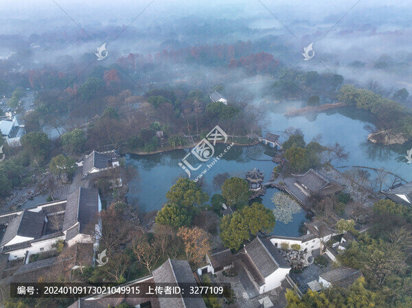 云霧下的杭州西溪顯地公園