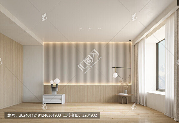 現(xiàn)代極簡臥室3D場景空景