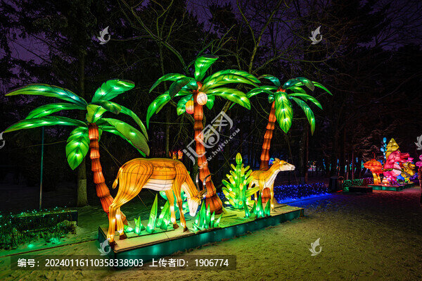 長春動(dòng)植物園西游記主題樂園夜景