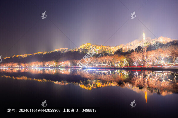 杭州西湖寶淑塔北山路夜景