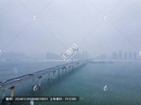 長(zhǎng)沙三汊磯大橋的雪景