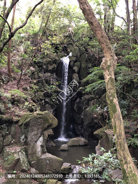 日本成田山公園里的山澗小瀑布