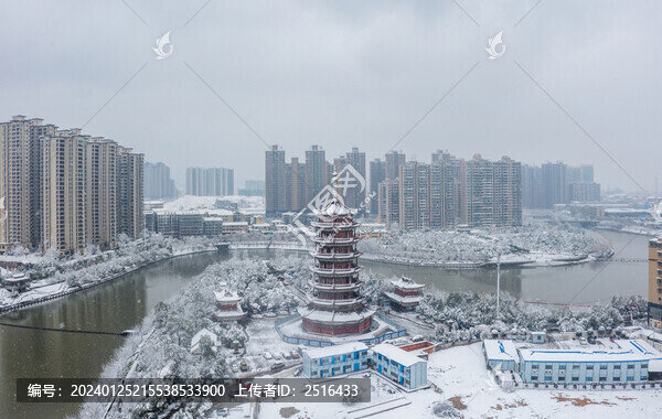 湖南懷化鶴鳴洲雪景