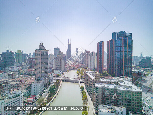 上海吳淞江兩岸城市風(fēng)光航拍