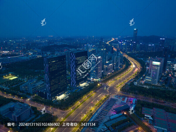 山東濟(jì)南中央商務(wù)區(qū)航拍夜景
