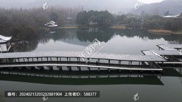 杭州市西湖浴鵠灣冬季雪景