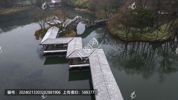 杭州市西湖浴鵠灣冬季雪景
