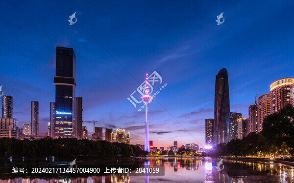 中國沈陽青年公園彩電塔夜景
