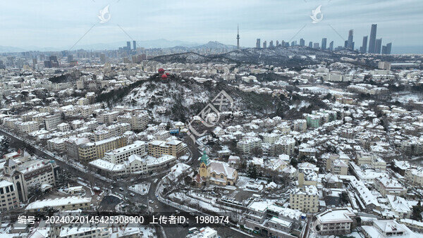青島信號山雪景