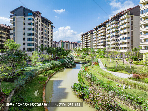 高端住宅小區(qū)園林景觀航拍