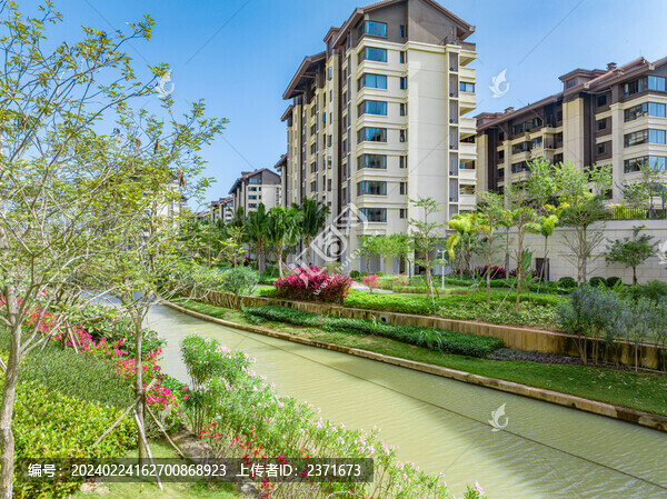 高端住宅小區(qū)園林景觀航拍