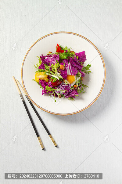 蔬菜沙拉拼盤俯拍