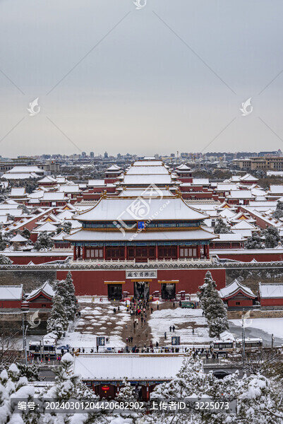 北京景山公園故宮雪景