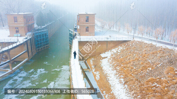 古運(yùn)河風(fēng)光水閘運(yùn)河雪景
