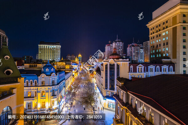 中國黑龍江哈爾濱中央大街夜景