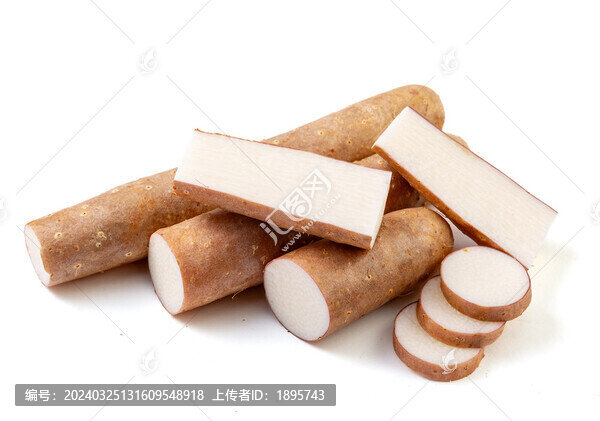 生山藥食材白底圖特寫