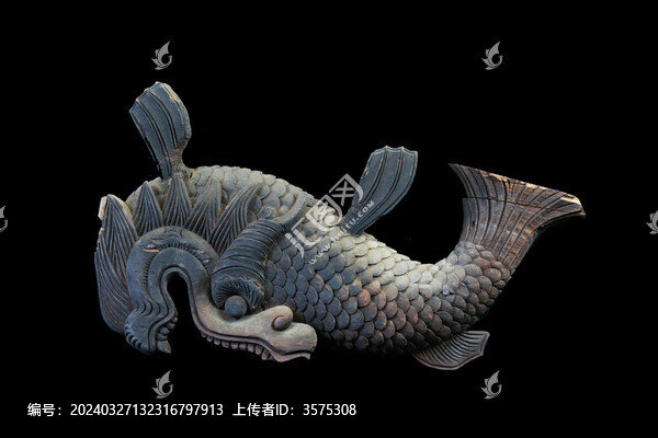 鰲魚紋雀替木雕裝飾圖樣