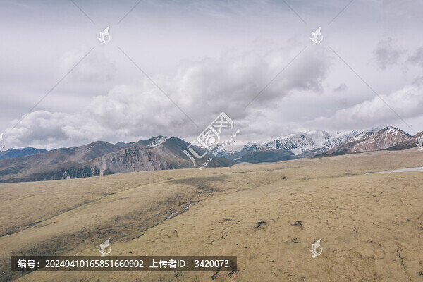 航拍青海阿尼瑪卿雪山與高原草甸