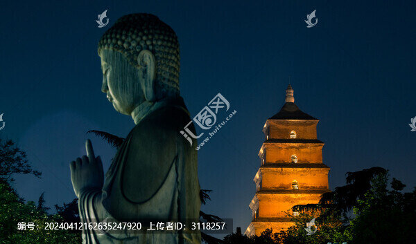 西安大慈恩寺釋迦摩尼像與大雁塔