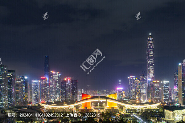 深圳市南山區(qū)蓮花山繁華城市夜景