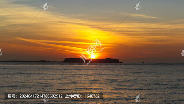 海邊傍晚日落霞光