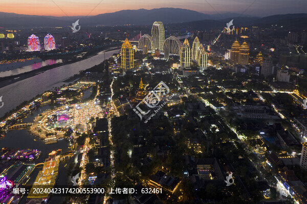 西雙版納告莊城市建筑風(fēng)光夜景